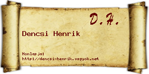 Dencsi Henrik névjegykártya